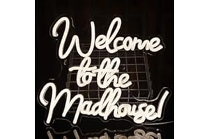 PILOYINDE Welcome to the Madhouse Insegne a LED Insegne al Neon USB Insegne al Neon in Acrilico, Decorazione per Stanza delle Feste, Decorazione Alloggio in Famiglia, Scritta LED Decorazione Unica