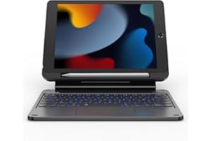 Dexnor Clavier pour iPad 9ème Generation, Coque Clavier pour iPad 9/8/7ème Génération 10.2" avec Support Magnétique Trackpad Rétro-éclairé Porte-stylos Magic Style Keyboard AZERTY Français, Noir