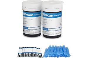 Tiras Reactivas Glucosa Sólo para sinocare Safe Accu2 Medidor de Glucosa y Aguja de Extracción de sangre (50)