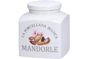 LA PORCELLANA BIANCA PB La Porcellana Bianca - Barattolo Deco Mandorle in Gift Box - Conserva, Barattoli e Contenitori - Barattoli Cucina - Porcellana - 500 CC; 9,5x9,5xh11,5 cm
