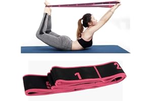 JETCLOUD Yoga Exercise Resistance Band Yoga Stretch Assist Strap 8 Numbered Loop Band High Elastic Stretching for Yoga Pilates Dance and Gymnastics, Kids Dancing Assistance and Rehabilitation (Rose Red)