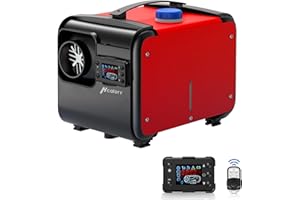 Hcalory 12V 8Kw Diesel Air Heater, All In One Thick Integrated Diesel Heater 5L Fuel Tank, Remote Control Black Lcd Monitor Portable Diesel Heater For Rv Truck, Bus, Boat, Car Trailer Red
