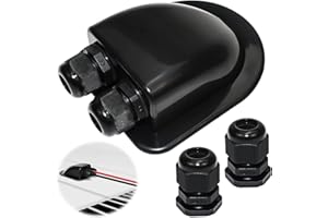 QIQN Passe-Toit Etanche en ABS Double entrée de câble Solaire Passe Toit Camping Car avec Presse Etoupe pour VR, Bateaux, Caravane (Noir) (Dachdurchführung 2-Fach Schwarz)