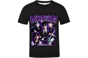 CHITOLDEDER Addams Family Wednesday Short Sleeve T-Shirt Girls Boys Family Merch Movie Character Kids Funny Casual 100% Cooton Tops Tee for 4-13 Years Child