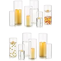 Oungy 4 stuks glazen cilinders, 15 cm hoog, glazen cilinder met bodem, glazen cilinder voor kaarsen, glazen cilinder, helder glas, cilindervaas voor bruiloften, evenementen, decoratiecentrum