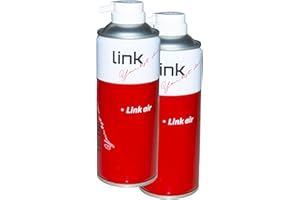 LINK SP302 Confezione da 2 Bombolette Spray Aria Compressa 400 ML. *** NUOVA CANNUCCIA PER AUMENTARE LA PRESSIONE DEL GETTO!!!