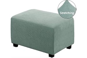 Meigeh Fundas para Taburetes Fundas Puf Rectangular Funda de Reposapiés de Sofá Funda Otomana Verde Frijol