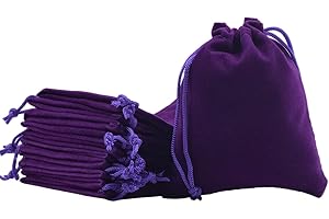 FAVORTALK Jewellery Pouches With Drawstring 20 Pcs 5.12 x 7.09 inches Large Drawstring Jewelry Pouches Big Rectangle Gift Bags for Wedding Candy Bags Gift Storage Bags Velvet Pouch Bags, Purple