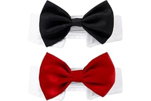 MLPKOI 2 Pezzi Papillon per Cani e Gatti con Collare da Smoking, Regolabile Cravatta per Animali Domestici Papillon Formale per Cani, Gatti, Matrimoni, Compleanni