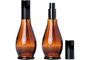 VASANA Lot de 2 flacons vides rechargeables en verre ambré avec pompe à lotion pour le maquillage, crème pour le visage, produits de toilette, conteneurs de voyage liquides pour émulsion, huile