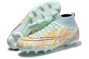 WOWEI Chaussures de Football Homme Crampons Professionnel Spike Chaussure de Foot Enfant Antidérapant Entrainement Chaussures de Sport pour Garçon High Top Chaussure Football