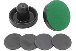 MOUJUCHI MUJUCHI 2 pièces 60 mm Hockey sur Table avec 2 flanelles et 2 palets pour Jeu de Hockey sur Table (Noir)