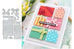 DUUFOUNG 4Pcs Gift Box Frame Metal Die Cuts Dies Stencil, Gift Box Frame Cutting Dies Cut Stencils DIY Scrapbooking Cards Photo Album Craft Decorative Embossing Paper Dies for Album Card Scrapbooking Making