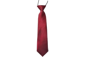 SUPGOD New Boys Pre-Tied Ties. Satin Plain Coloured Childrens Boys Ties. Elasticated. 22 Colours Available. Handmade. Wedding, School, Fashion *UK Seller*