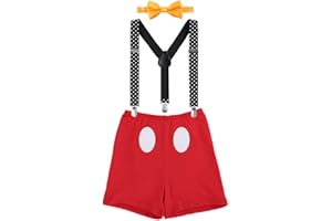 IWEMEK Bebé Niños Niñas Lindo Ratón 1er / 2do / 3er Cumpleaños 3 Piezas Traje los Niños del Algodón Calzoncillos + Tirantes + Pajarita Traje de Bebé Trajes 3 Meses-3 Años
