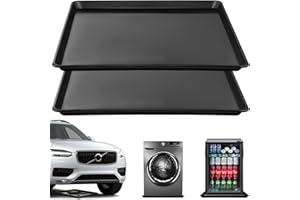 Teodute Pack of 2 Floor Mats for the Fridge, 58 x 55 cm, Mini Fridge Mat, Versatile Drain Pan for Oil Change, Drip Tray, Black