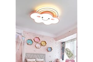 LANEKD Plafonnier LED Lampe de chambre d'enfants Dimmable Filles Garçons Chambre Lustre en Déco avec Télécommande, Plafond Léger Design Des Nuages pour salon Salle de bain Salle à Manger (Rose L63cm)