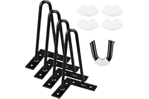 GOYADA 20 cm, 4 sztuki spinek do włosów, nogi stołowe, metalowe, czarne, nogi stołu, metalowe czarne szpilki do włosów do mebli telewizyjnych, sofy, z gumową osłoną podłogi