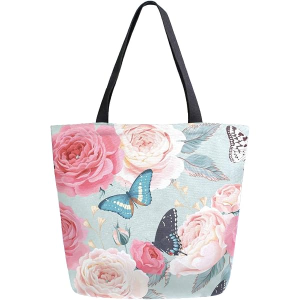Wiederverwendbare Einkaufstasche Mit Paris-Blumen-Print – Große Baumwolltasche Für Shopping & Reisen