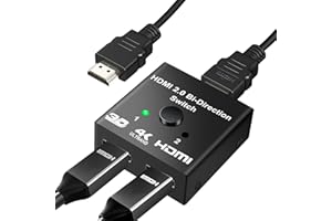 Yeecka HDMI Splitter Switch HDMI 4K@60Hz Aluminio Conmutador Bidireccional 2 Entrées 1 Sortie Soporta 4K 3D 1080P HDCP2.2 para TV, BLU-Ray, PC, PS5, Xbox(Incluir Cable)