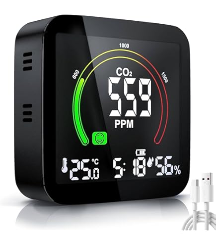 Monitor Qualità Aria 5in1 - Rilevatore CO2, HCHO, TVOC, Temperatura E Umidità, Display LCD - Foto 8