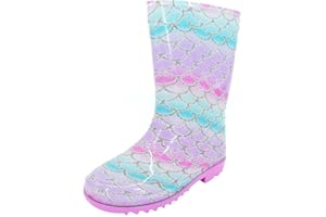 Thingimijigs Girls Mermaid Scale Pattern Wellies Wellington Boots