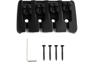 Rubatone 4 Saiten Bass Bridge A Style Top Load Saitenhalter mit Zinksätteln für E-Jazz Bass P Bass Black High Mass.