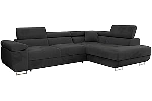 ‎MIRJAN24 Mirjan24 Ecksofa Torezio mit Bettkasten, Einstellbare Kopfstützen, Sofa mit Schlaffunktion, Eckcouch für Wohnzimmer, Polsterecke, L-Form Couch mit Bettfunktion (Manila 18, Seite: Rechts)