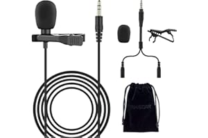 Takstar Wired Lavalier Microphone, 3.5mm Mic Compatible with Rode GO II Wireless Pro DJI Wireless Mic, Video Recording Condenser Microphone for YouTube Tiktok Studio Recording Android GoPro