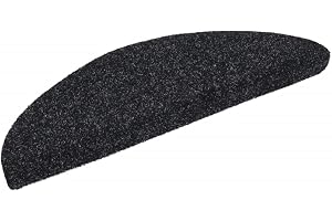 vidaXL Trappmattor självhäftande 15 st 56x17x3 cm svarta halvrunda