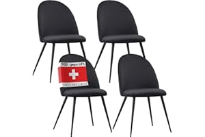 Albatros sedie da sala da pranzo CAPO con copertura in velluto, set di 4, nero - design vintage, elegante, copertura in velluto, sedia imbottita approvata SGS - sedia da cucina moderna