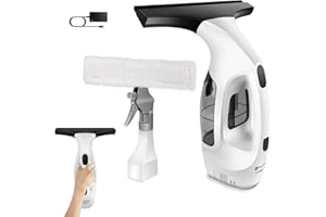 YIYAI Cordless Window Vac Cleaner & Spray Bottle with Microfibre Cloth, Rechargeable 3.5V Battery - Running Time: 50 min, Suction Nozzle: 280 mm for Windows, Tiles, Mirrors & Shower Streak-Free Cleaning