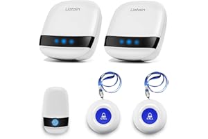 LIOTOIN Notrufknopf für Senioren Notruf Kabellos Notfallknopf Hausnotruf für Senioren SOS Alarm Notruf Knopf Wasserdicht Pflegeruf Set 3 Sender 2 Empfänger