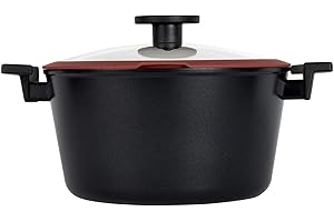 CLASSE ITALY, Casseruola Antiadente cm 20, Antiaderente a 5 strati senza PTFE, PFOA, PFAS, 100% sicuro, Coperchio Incluso, Linea TUSCANY, per Induzione e Fiamma