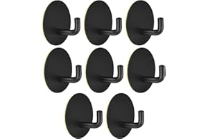 SMATIME Haczyki samoprzylepne, haczyki ścienne ze stali nierdzewnej, czarne, odporne na rdzę, wodoodporne, do kuchni, łazienki, biura, toalety, wiszące, bez wiercenia, kleju, 8 sztuk