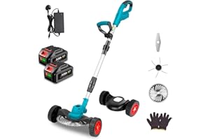 ONEVAN Cordless Strimmer Battery Lawn Trimmer - Electric Battery Trimmer for Trimming Grass Grass, Hand Lawn Mower, Edge Trimmer, Brush Cutter(Blue)
