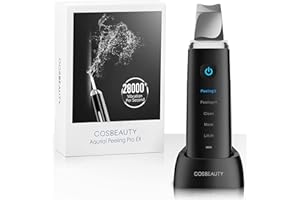 COSBEAUTY Spatola Ultrasuoni, Skin Scrubber,Pulizia Viso,Punti Neri Rimozione,Impermeabile IPX6, Ricaricabile Wireless,Peeling Viso per Donna/Uomo,4 Modalità,Nero