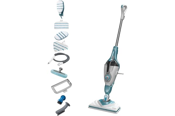 BLACK+DECKER Vadrouille à vapeur 2-en-1 avec gant de nettoyage à main SteaMitt et 11 accessoires, BHSM166DSM-QS