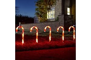 MARCO PAUL INTERIORS Marco Paul Christmas 6 Candy Cane Lights with 60 LEDs, Battery-Operated Outdoor Christmas Decorations, Durable Candy Cane Pathway Lights, Festive Holiday Garden & Walkway Decorations