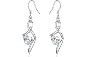 JEWAB Sterling Silver Drop Earrings for Women, Silver Dangle Earrings with Cubic Zirconia │Linear Forever Love Hypoallergenic Earring for Sensitive Ears│Birthday Anniversary Christmas Jewellery Gift