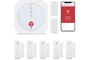 YISEELE Alarmas para casa, WiFi Alarma Sistema Antirrobo Inalámbrico, Kits de Seguridad con App, Kit de 9 Piezas, Trabajo par