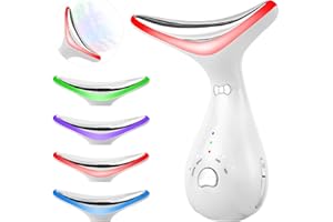 Seutgjie Massaggiatore Viso Antirughe, Massaggiatore Viso Lifting Elettrico a 4 Modalità (con EMS e Riscaldamento) e 4 Luminoterapia e 3 Intensità, Radiofrequenza Viso e Collo, Lumiface Viso Pulizia