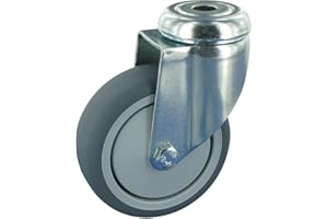 Rollentechnik Apparaterolle Lenkrolle ohne Feststeller Rad Thermoplastischer Gummi 100x30 mit Kugellager & Rückenloch Bauhöhe 132mm Tragfähigkeit 80 kg