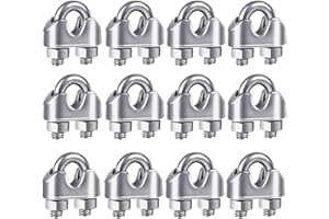 LZKHEH 12 morsetti in acciaio inox M4 DIN741 per cavi e funi di 4mm: adatti per fili stendibiancheria, cavi metallici, tende e molto altro.