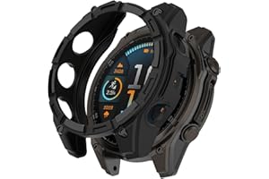 Miimall Armour Case Compatible with Garmin Fenix 8, Soft TPU Bumper Case Fenix 8 Cover, Anti-Scratch Shockproof Case for Garmin Watch Fenix 8 47mm AMOLED (Not for Fenix 8 47mm SOLAR)-Black