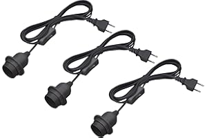 Meister Lampenfassung E27 - 3,5 Meter - schwarz - 3 Stück - Mit Ein-/Ausschalter - Ideal für DIY-Projekte - Geeignet für Steh- & Hängelampen / Lampenaufhängung / Kabel für DIY-Leuchte / 7443900
