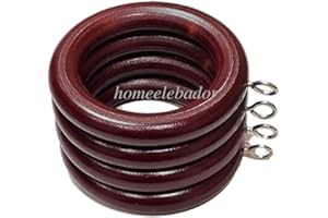 HomeElabador Ganchos de Madera para Colgar Cortinas con Ojales, 24 Piezas, 45 mm de diámetro Interno, Rojo Caoba