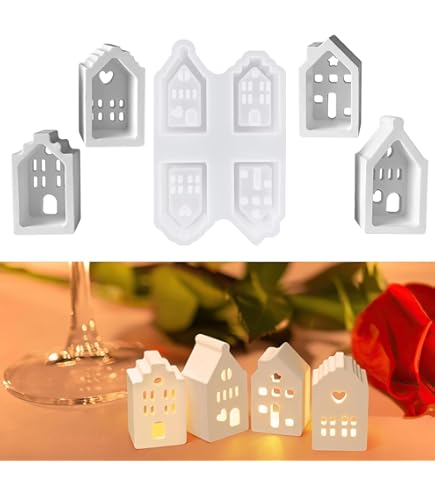 Siliconen mal Kerstmis kaarsvorm huis, siliconen vormen gietvormen Kerstmis kaarsvormen siliconen, 3D gietvormen siliconen, kaarsvormen, gipsvormen om te gieten, doe-het-zelf gietvormen, kaarsvormen