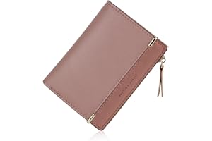 SUKUTU Ladies Purse, Women's Wallet PU Leather Wallet Small Bifold Womens Wallet Card Holder Zipper Coin Purse (Pink)