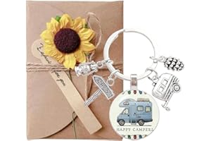 GONZTEL 1 pièce Porte-Clés Camping-Car, Vanlife, Caravane, Combi, Van, Fourgon, avec Charms, pour Homme ou Femme, Personnalisable